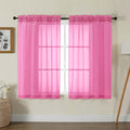 Gwine Sheer Curtains for Living Room 45 inch Length - Light Filtering Voile Window Curtain Panels for Bedroom, Soft Rod Pocket Sheer Curtain Drapes, Each 42Wx45L, 2 Panels, Hot Pink