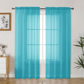 Gwine Turquoise Sheer Curtains 72 Inches Long 2 Panels Set for Front Door, Light Filtering Sheer Curtains for Living Room, Rod Pocket Window Treatments Drapes, Each 42" Wx72 L
