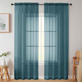 Sheer Dusty Blue Curtains for Bedroom Living Room 90 Inches Long 2 Panels Set, Soft Airy Light Filtering Sheer Window Treatments, Modern Rod Pocket Curtains Drapes, Each 42" Wx90 L Inch