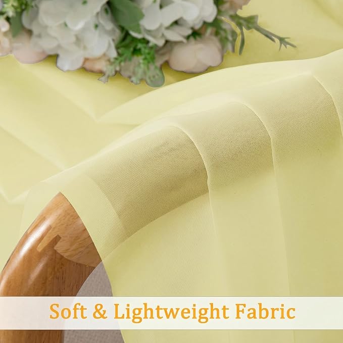 Gwine Light Yellow Sheer Curtains 72 Inches Long 2 Panels Set, Light Filtering Sheer Curtains for Living Room, Rod Pocket Window Treatments Drapes, Each 42Wx72L