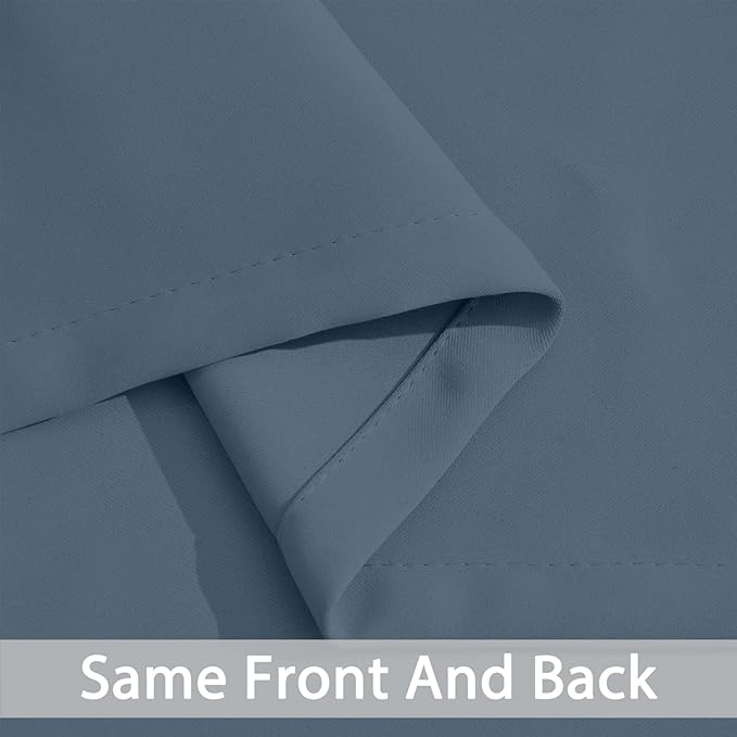 Yakamok Blackout Curtains 72 Inch Length for Bedroom, Light Blocking Drapes Room Darkening Thermal Insulated Solid Grommet Panels for Living Room, (52Wx72L, Stone Blue, 2 Panels)