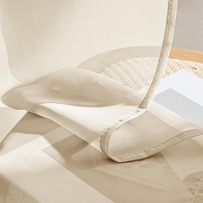 MIULEE Butter Cream Sheer Curtains 90 Inches Long, 4 Panels Set, Rod Pocket Voile Drapes Light Filtering and Semi Transparent, Elegant Window Treatments for Bedroom Living Room,42 x 90 Inches