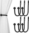 VRSS Wall Mount Curtain Tiebacks Drapery Holdbacks Curtain Holdback Hooks 6" L x 3" W Simple Style (6pcs Black)
