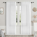 Nanspring White Linen Curtains for Bedroom Back Tab Light Filtering Privacy Sheer Curtains 81 Inches Long Modern Farmhouse Coastal Decor Linen Textured Gauze Drape for Bathroom 2 Panels Set 52x81