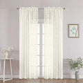 Chyhomenyc Ivory Sheer Curtains 90 Inch Length 2 Panels Set, Light Filtering Tufted Textured Soft Airy Rod Pocket Gentle Leaf Window Treatment Drapes for Bedroom Living Room, 42" Wx90 L, 2PCS