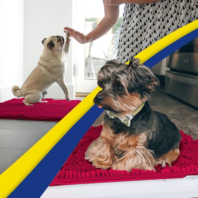 Muddy Mat® | Super Absorbent Door Mat Indoor, Microfiber Quick Dry Chenille Entryway Rug, Non-Slip Front Door Mat, Indoor Mats for Entryway, Machine Washable Pet Rug, Maroon 19"x30"