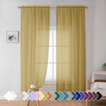 Simplebrand Gold Sheer Curtains 72 Inches Long 2 Panels for Living Room, Rod Pockets Airy Window Treatments Voile Sheer Curtains Panels Lightweight for Front Back Patio Glass Door, 42" Width