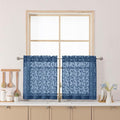 Chyhomenyc Dusty Blue Sheer Curtains 24 Inch Length, Light Filtering Leaf Tufted Textured Small Window Kitchen Curtain Over Sink, Short Half Window Curtains for Bathroom Basement, 30"Wx24"L, 2 Panels
