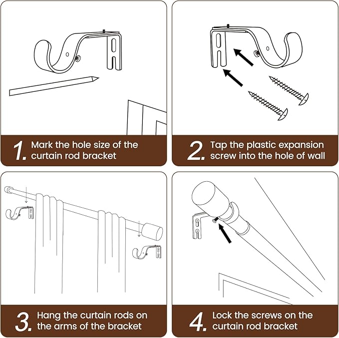 1” Diameter Curtain Rods Itself is 30 to 45 inch 1 Pack Fit 30-39 inch Window with Heavy Duty Adjustable Rod Matte Black Splicing Metal Extra Long Curtain Rod for Windows