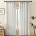 Pinch Pleated Sheer Curtains 84 Inches Long for Living Room, Linen Blend Curtain Rustic Textured Light Filtering Back Tab Drapes with Hook Rings for Bedroom Office, Beige White, W40xL84, 2 Panels