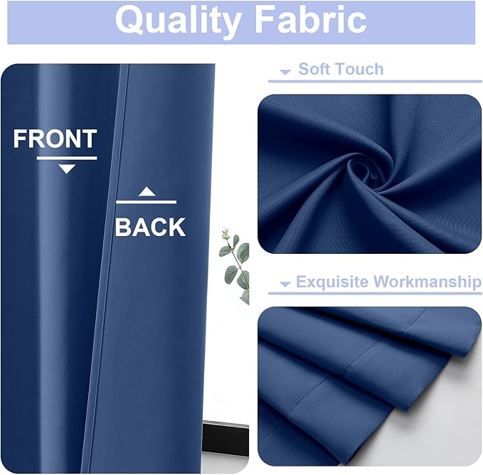 Simplebrand Ava Royal Blue Short Blackout Curtains for Bedroom 54 Inches Long 2 Panels Set, Solid Thermal Insulated, Energy Saving Window Treatment Curtains Blackout Drapes, W40 x L54 Inch, Royal Blue