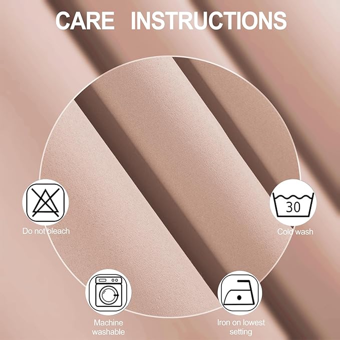 LEMOMO Blush Thermal Blackout Curtains/38 x 63 Inch/Set of 2 Panels Room Darkening Curtains for Bedroom
