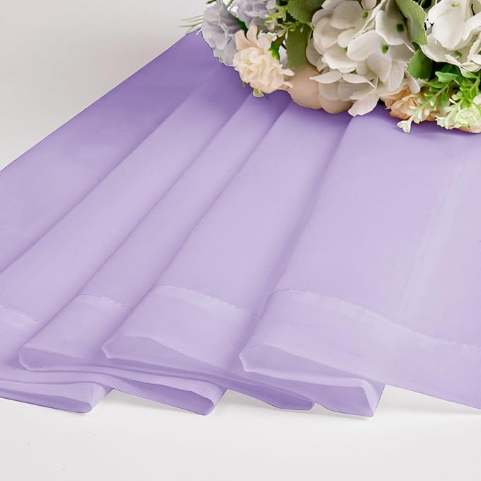 OWENIE Light Purple Sheer Curtains 54 Inch Length 2 Panels Set, Rod Pocket Voile Sheer Curtains & Drapes for Bedroom/Living Room, Soft Sheer Short Curtains for Windows, Total 84Wx54L inch, Lavender