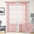 HOMEIDEAS Blush Pink Floral Sheer Curtains 84 Inches Long 2 Panels Embroidered Pattern Semi Sheer Window Curtains for Bedroom Living Room