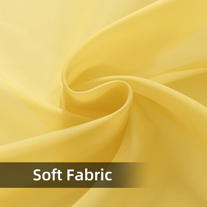 youleyar Solid Sheer Rod Pocket Curtain Voile Draperies 2 Panels White Beige Black Grey Coffee 52 Inch Width 84 Inch Long 1 Pair for Kitchen Bedroom Children Living Room Yard (Yellow,52Wｘ84L)