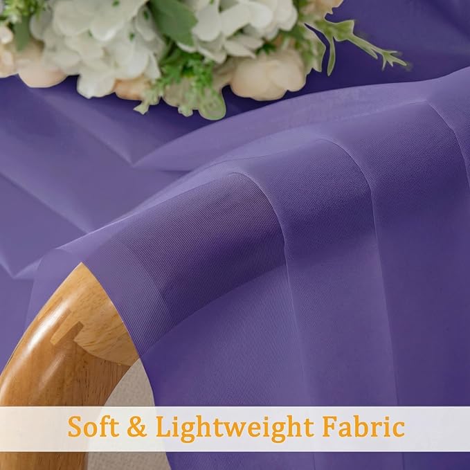 Gwine Sheer Curtains for Living Room 45 inch Length - Light Filtering Voile Window Curtain Panels for Bedroom, Soft Rod Pocket Sheer Curtain Drapes, Each 42Wx45L, 2 Panels, Purple