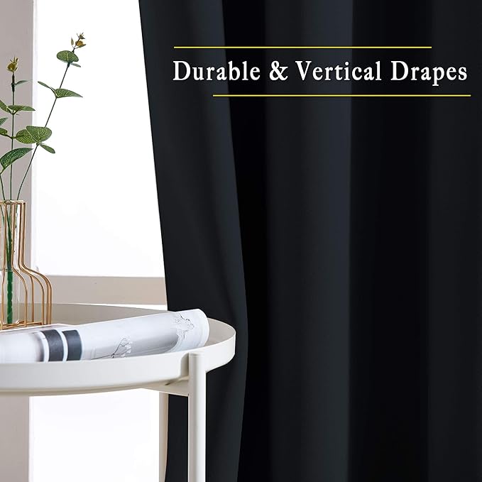 NICETOWN Black Out Bedroom Curtains 72 inches Long, Grommet Blackout Thermal Insulated Window Treatment Room Darkening for Bedroom/Home Office, 2 Panels, W37 x L72