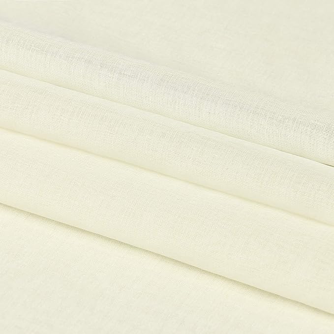 DWCN Ivory Sheer Curtains Semi Transparent Voile Rod Pocket Curtains for Bedroom and Living Room, 60 x 84 inches Long, Set of 2 Panels