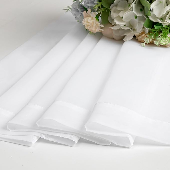 Aiyufneg White Sheer Window Valance Curtains, Light Filtering Kitchen Valances Windows Treatment, Small Voile Sheer Curtains for Living Room/Bathroom/Basement, Top Dual Rod Pocket, 2PCS
