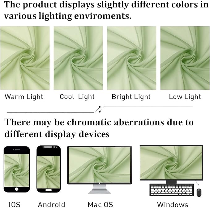 Lecloud Light Green Sheer Curtains 72 Inches Long 2 Panels, Soft Voile Light Filtering Curtains for Living Room, Rod Pocket Lightweight Drapes for Bedroom Dinning Room, Each Panel 42 X 72 Inch