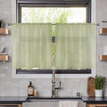 youleyar Solid Sheer Rod Pocket Curtain Voile Draperies 2 Panels White Beige Black Ivory Coffee 26 Inch Width 30 Inch Long 1 Pair for Kitchen Bedroom Children Living Room Yard(Sage Green,26W x 30L)