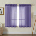 Gwine Sheer Curtains for Living Room 45 inch Length - Light Filtering Voile Window Curtain Panels for Bedroom, Soft Rod Pocket Sheer Curtain Drapes, Each 42Wx45L, 2 Panels, Purple