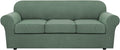 H.VERSAILTEX 4 Piece Stretch Sofa Covers for 3 Cushion Couch Covers for Living Room Furniture Slipcovers (Base Cover Plus 3 Seat Cushion Covers) Upgraded Thicker Jacquard Fabric (Sofa, Loden Frost)