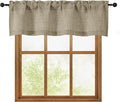 OWENIE Brown Valances for Windows 1 Pcs, Light Filtering Textured Farmhouse Short Small Valance Curtains for Bathroom Basement Living Room Bedroom, Rod Pocket Half Curtains Over Sink, 52Wx14L Inch