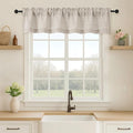 OVZME Valance for Windows, Light Filtering Faux Linen Textured Small Short Valance Kitchen Curtain, Dual Rod Pocket Top Short Window Curtain for Bathroom Basement Farmhouse, 52Wx12L Inch, Linen Color