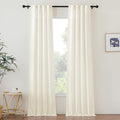 NICETOW Semi Sheer Linen Curtains for Living Room, Rod Pocket & Back Tab Window Treatments Faux Linen Blend Privacy with Light Filtering Drapes for Bedroom, Natural, 2 Panels, W34 x L90