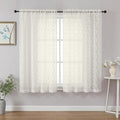 Chyhomenyc Ivory Short Curtains 45 Inch Length 2 Panels, Light Filtering Leaf Textured Window Curtain Panels for Bedroom Living Room, Elegant Rod Pocket Farmhouse Curtains, 30" Wx45 L, 2 PCS
