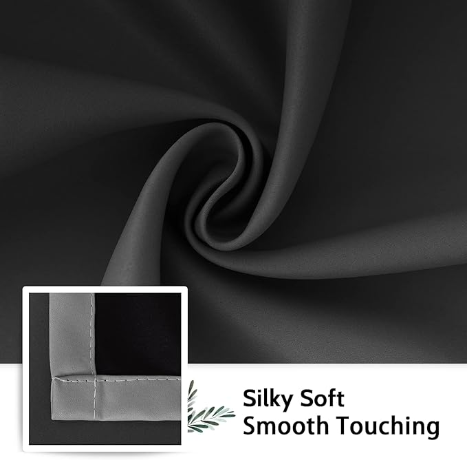 SimpleHome Black Ombre 100% Blackout Curtains for Bedroom 54 Inches Long, Room Darkening Thermal Insulated Grommet Curtains for Living Room, 2 Panels, 52x54 inches Length