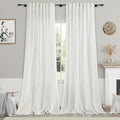 Nanspring Ivory Linen Back Tab Curtains 94 Inch Length for Living Room 2 Panel Set Neutral Modern Farmhouse Window Curtain Privacy Semi Sheer Linen Drapes Rustic Pinch Pleated Look Curtain