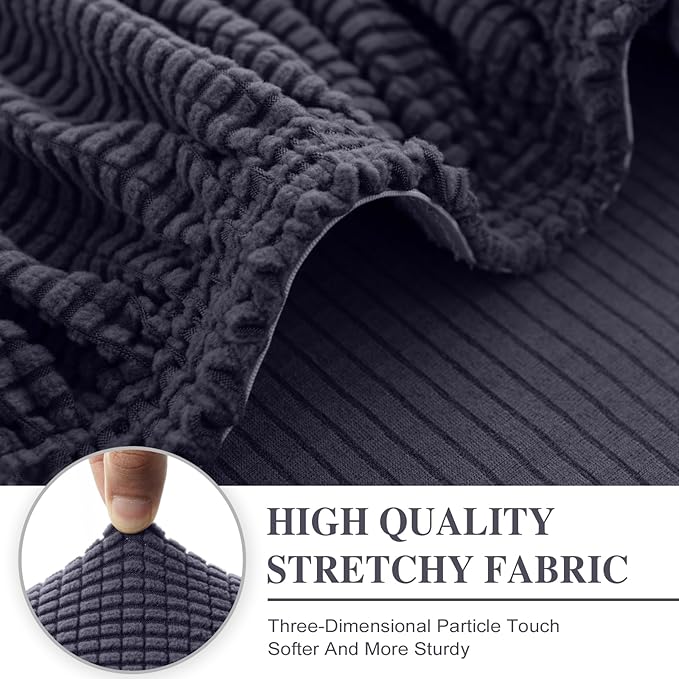 Couch Cushion Covers for Sectional Sofa L Shape Washable Separate Seat Chaise Couch Cover Stretch Sofa Slipcovers with 2 Pcs Pillowcases(3 Seater + 1 Chaise, Dark Grey)