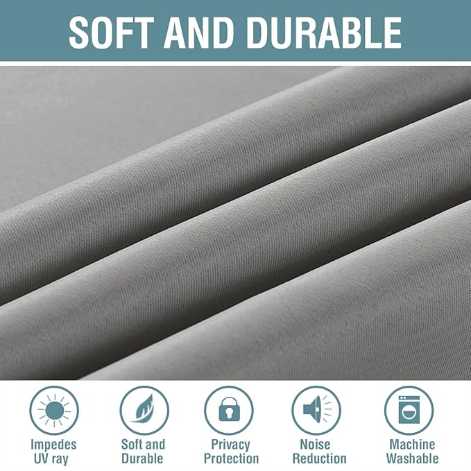 H.VERSAILTEX Grey Blackout Curtains for Bedroom Thermal Insulated Room Darkening Blackout Curtain Panel for Door, Window Panel Drapes - 1 Panel - 52 inch Wide by 84 inch Long, Dove Gray, Grommet Top