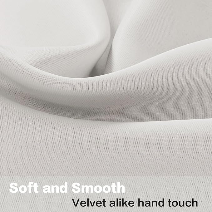H.VERSAILTEX Blackout Kitchen Curtain Valances,Short Window Valance Curtains for Living Room/Bedroom/Bathroom Privacy Decorative Rod Pocket，2 Panels，52" W x 18" L, Solid in Ivory