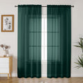 Gwine Hunter Green Sheer Curtains 84 Inches Long 2 Panels Set for Living Room, Rod Pocket Voile Bedroom Curtains, Light Filtering Solid Window Sheer Panels, Each 42" Wx84 L