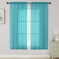 Sheer Turquoise Curtains for Bedroom Living Room 63 Inch Length 2 Panels, Airy Soft Light Filtering Sheer Dining Room Curtains, Modern Rod Pocket Drapes, Turquoise, Each 42" Wx63 L Inches