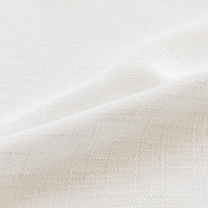 MYSKY HOME Natural Curtains 84 Inches Long, Semi Sheer Light Filtering Soft Window Drapes for Living Room Back Tab Elegant Farmhouse Country Bedroom Curtains, Beige White, 50" x 84", Pack-2