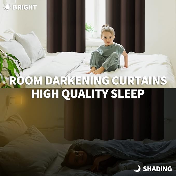 BGment Blackout Curtains for Living Room - Grommet Thermal Insulated Room Darkening Curtains for Bedroom, Set of 2 Panels (52 x 84 Inch, Brown)