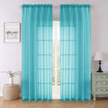 Lecloud Turquoise Sheer Curtains 90 Inches Long 2 Pcs, Soft Airy Light Filtering Home Decor Living Room Curtains for Bedroom, Rod Pockets Window Treatments Solid Drapes, Each Panel 59" W x 90" L
