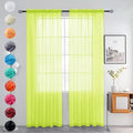 youleyar Solid Sheer Rod Pocket Curtain Voile Draperies 2 Panels White Beige Black Grey Ivory 52 Inch Width 84 Inch Long 1 Pair for Kitchen Bedroom Children Living Room Yard (Chartreuse,52Wｘ84L)