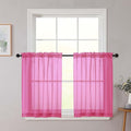 Hot Pink Kitchen Curtains 30 Inch Length Tier 2 PCS, Solid Soft Airy Half Curtains for Windows, Sheer Rod Pocket Drapes for Bathroom Basement Small Window, Hot Pink, 42" Wx30 L Inches