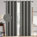 MIULEE Linen Texture Curtains for Bedroom Solid 100% Blackout Thermal Insulated Dark Grey Curtains Grommet Room Darkening Drapes Luxury Decor for Living Room Nursery 52x96 Inch (2 Panels)