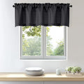 OWENIE Bob 1 PCS Black Valances for Windows, Faux Linen Textured Kitchen Window Curtains Valance for Bedroom Living Room, Modern Soft Airy Solid Rod Pocket Bathroom Cafe Curtain, 60Wx20L Inch