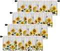 Emvency 4 Pack Valances Window Treatments, Farmhouse Sunflower Spring Summer Butterfly Blackout Adjustable for Living Room Bathroom Bedroom Kitchen Over Sink, 52x18 Inch Rod Pocket Valances