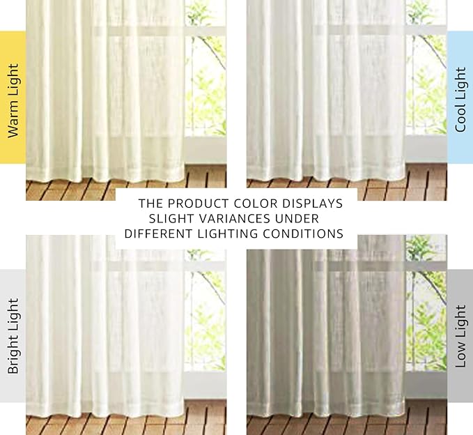NICETOWN Semi Sheer Curtains Linen Blend Texture, Rod Pocket Back Tab Decorative Linen Sheer Drapes Window Treatment Privacy Curtains for Bedroom/Living Room/Nursery, W52 x L90, Natural, 2 Panels