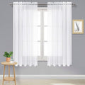 DWCN White Sheer Curtains Semi Transparent Voile Rod Pocket Curtains for Bedroom and Living Room, 60 x 63 inches Long, Set of 2 Panels