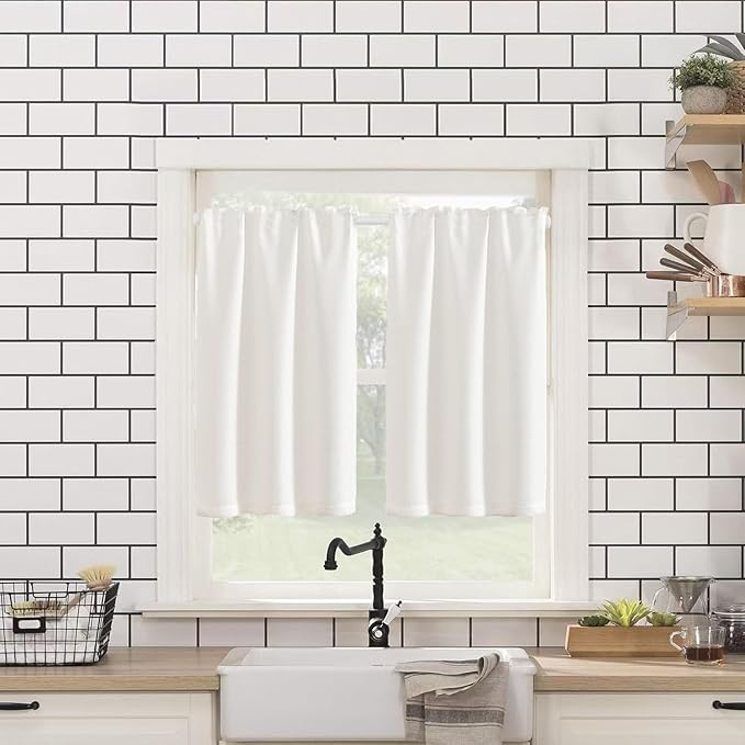 KXLife 4 Pcs Tension Curtain Rod 35 to 46 Inches, 5/8" Diameter Spring Curtain Rods, White, Adjustable Expandable Pressure Window Tension Rod No Drill