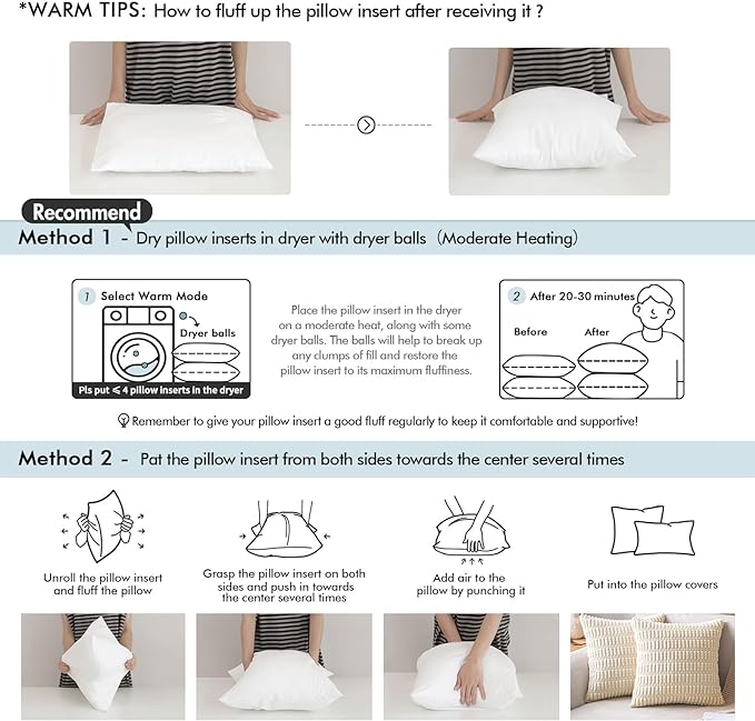 MIULEE Pillow Insert 12x18 Inch, Decorative Rectangle Throw Pillow Inserts, Premium Fluffy Pillow Forms Sham Stuffer for Sofa Couch Living Room